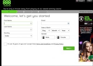 888 casino registration form